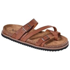 Natural Reflections Siena Women's Brown Buckle Toe Loop Sandals Size 6 M